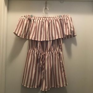 Forever 21 striped off the shoulder romper